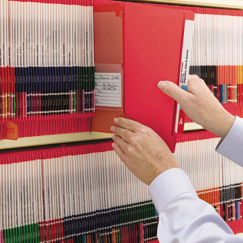 Heavyweight Colored End Tab Folders With Two Fasteners, Straight Tab, Letter Size, Red, 50-box
