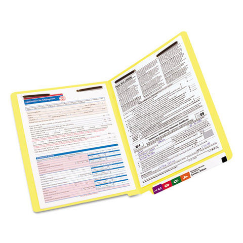 Heavyweight Colored End Tab Folders With Two Fasteners, Straight Tab, Letter Size, Yellow, 50-box
