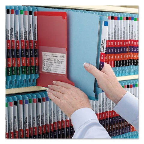 End Tab Colored Pressboard Classification Folders With Safeshield Coated Fasteners, 2 Dividers, Letter Size, Blue, 10-box