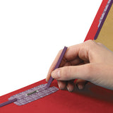 End Tab Pressboard Classification Folders With Safeshield Fasteners, 2 Dividers, Letter Size, Bright Red, 10-box