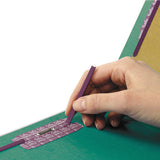End Tab Colored Pressboard Classification Folders With Safeshield Coated Fasteners, 2 Dividers, Letter Size, Green, 10-box