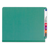 End Tab Colored Pressboard Classification Folders With Safeshield Coated Fasteners, 2 Dividers, Letter Size, Green, 10-box