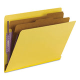 End Tab Colored Pressboard Classification Folders With Safeshield Coated Fasteners, 2 Dividers, Letter Size, Yellow, 10-box