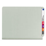 End Tab Pressboard Classification Folders With Safeshield Coated Fasteners, 2 Dividers, Letter Size, Gray-green, 10-box