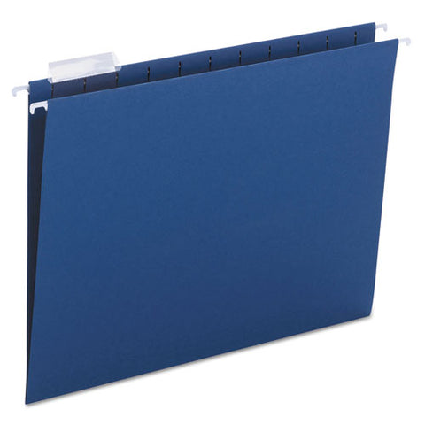 Colored Hanging File Folders, Letter Size, 1-5-cut Tab, Navy, 25-box