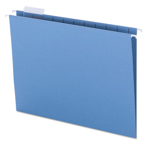 Colored Hanging File Folders, Letter Size, 1-5-cut Tab, Blue, 25-box