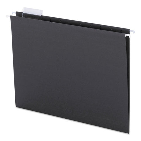 Colored Hanging File Folders, Letter Size, 1-5-cut Tab, Black, 25-box