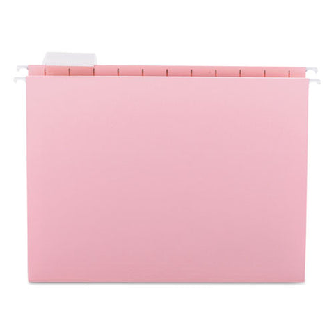 Colored Hanging File Folders, Letter Size, 1-5-cut Tab, Pink, 25-box