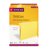 Colored Hanging File Folders, Letter Size, 1-5-cut Tab, Yellow, 25-box
