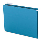 Colored Hanging File Folders, Letter Size, 1-5-cut Tab, Teal, 25-box