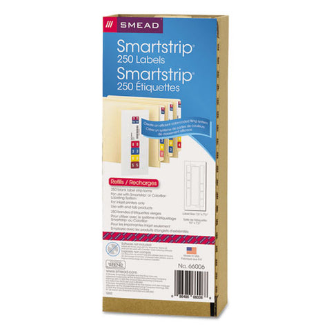 Color-coded Smartstrip Refill Label Forms, Inkjet Printer, Assorted, 1.5 X 7.5, White, 250-pack
