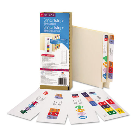 Color-coded Smartstrip Refill Label Forms, Inkjet Printer, Assorted, 1.5 X 7.5, White, 250-pack