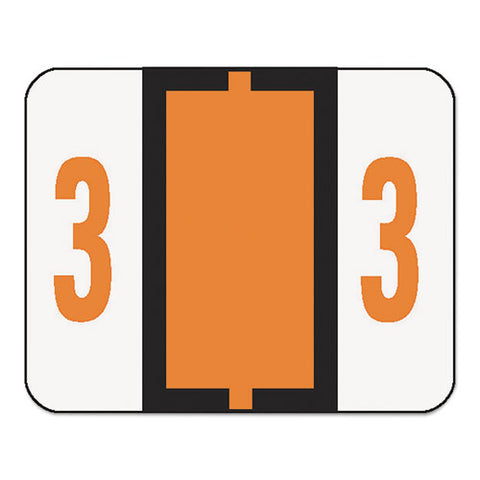 Numerical End Tab File Folder Labels, 3, 1 X 1.25, White, 500-roll