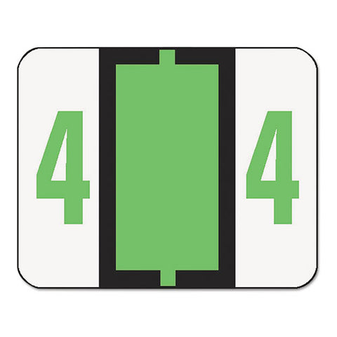 Numerical End Tab File Folder Labels, 4, 1 X 1.25, White, 500-roll