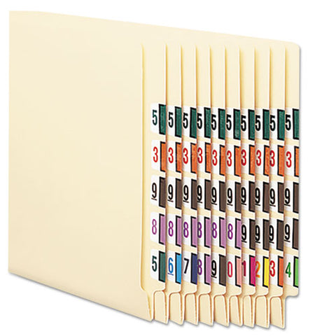 Numerical End Tab File Folder Labels, 0-9, 1 X 1.25, White, 500-roll, 10 Rolls-box