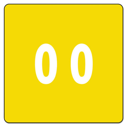 Numerical End Tab File Folder Labels, 0, 1.5 X 1.5, Yellow, 250-roll