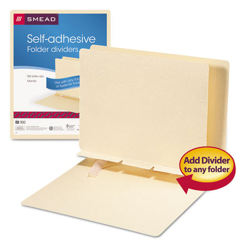 Self-adhesive Folder Dividers For Top-end Tab Folders, Prepunched For Fasteners, Letter Size, Manila, 100-box