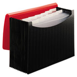12-pocket Poly Expanding File, 0.88" Expansion, 12 Sections, 1-6-cut Tab, Letter Size, Black-red