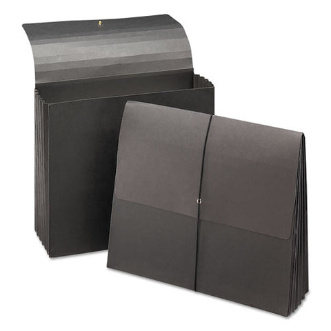 Extra-wide Expanding Wallets W- Elastic Cord, 5.25" Expansion, 1 Section, Letter Size, Black, 10-box