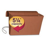 Extra-wide Expanding Wallets W- Elastic Cord, 5.25" Expansion, 1 Section, Legal Size, Redrope