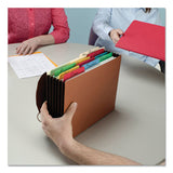 Extra-wide Expanding Wallets W- Elastic Cord, 5.25" Expansion, 1 Section, Legal Size, Redrope