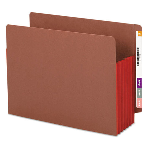 Redrope Drop-front End Tab File Pockets W- Fully Lined Colored Gussets, 5.25" Expansion, Letter Size, Redrope-red, 10-box