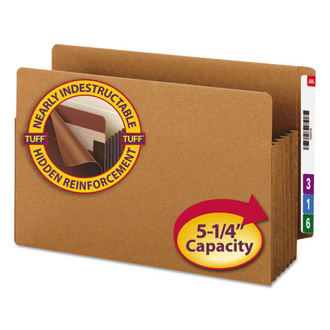 Heavy-duty Redrope End Tab Tuff Pockets, 5.25" Expansion, Legal Size, Redrope, 10-box