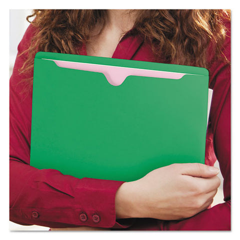 Colored File Jackets With Reinforced Double-ply Tab, Straight Tab, Letter Size, Green, 100-box