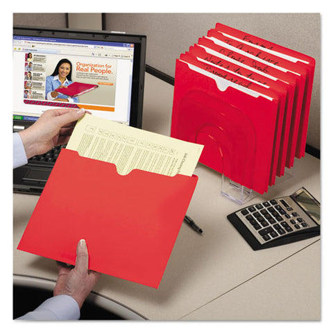 Colored File Jackets With Reinforced Double-ply Tab, Straight Tab, Letter Size, Red, 100-box