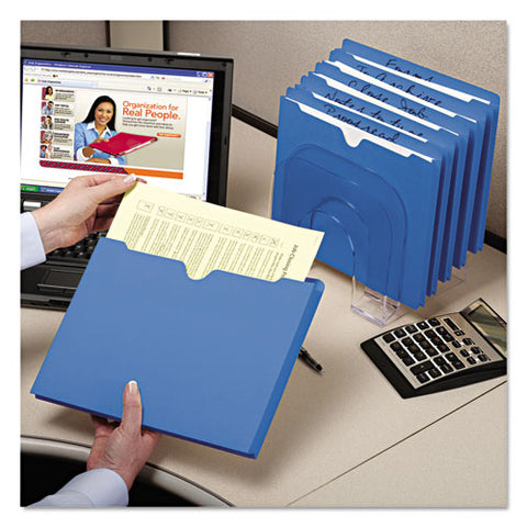 Colored File Jackets With Reinforced Double-ply Tab, Straight Tab, Letter Size, Blue, 50-box
