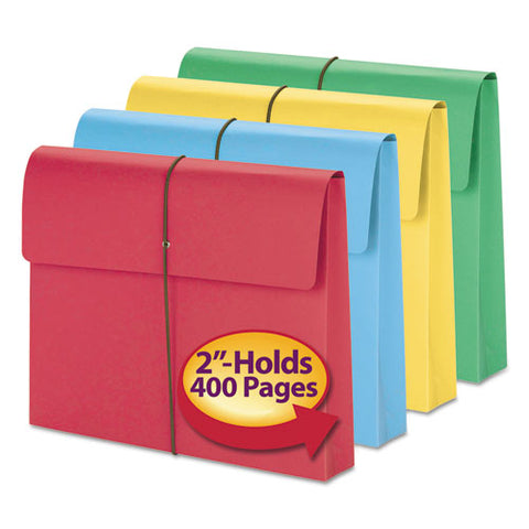 Expanding Wallet With Elastic Cord, 2" Expansion, 1 Section, Letter Size, Assorted, 50-box
