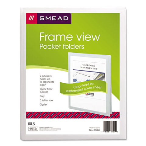 Frame View Poly Two-pocket Folder, 11 X 8 1-2, Clear-oyster, 5-pack