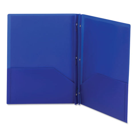 Poly Two-pocket Folder W-fasteners, 11 X 8 1-2, Blue, 25-box