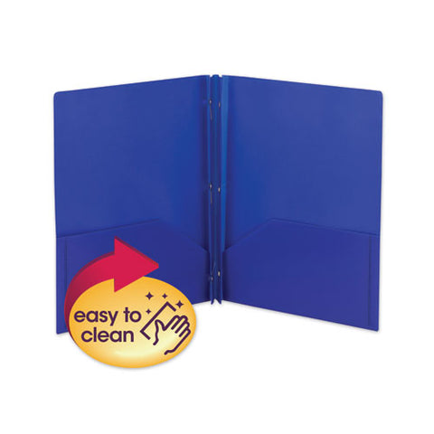 Poly Two-pocket Folder W-fasteners, 11 X 8 1-2, Blue, 25-box