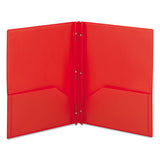 Poly Two-pocket Folder W-fasteners, 11 X 8 1-2, Red, 25-box