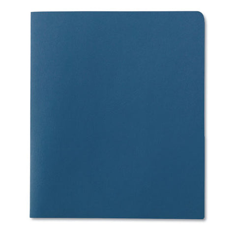 Two-pocket Folder, Embossed Leather Grain Paper, Blue, 25-box
