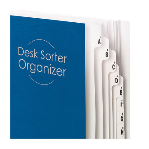 Deluxe Expandable Indexed Desk File-sorter, Reinforced Tabs, 20 Dividers, Alpha-numeric, Legal-size, Dark Blue Cover