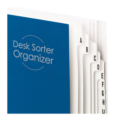 Deluxe Expandable Indexed Desk File-sorter, Reinforced Tabs, 20 Dividers, Alpha, Letter-size, Dark Blue Cover