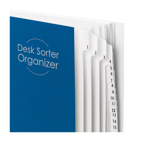 Deluxe Expandable Indexed Desk File-sorter, 31 Dividers, Dates, Letter-size, Dark Blue Cover