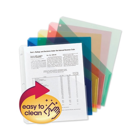 Organized Up Poly Slash Jackets, 2-sections, Letter Size, Assorted Colors, 5-pack