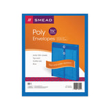 Poly String And Button Interoffice Envelopes, String And Button Closure, 9.75 X 11.63, Transparent Blue, 5-pack