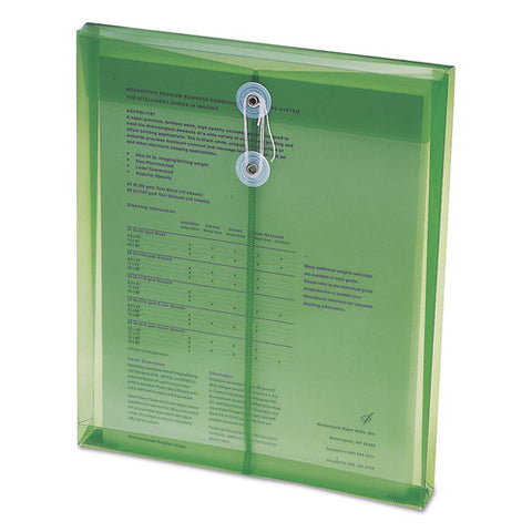Poly String And Button Interoffice Envelopes, String And Button Closure, 9.75 X 11.63, Transparent Green, 5-pack
