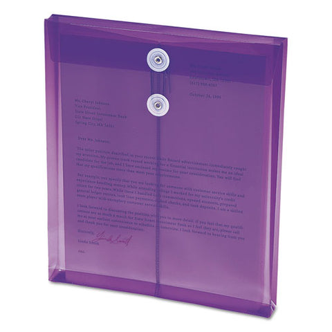 Poly String And Button Interoffice Envelopes, String And Button Closure, 9.75 X 11.63, Transparent Purple, 5-pack
