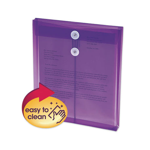 Poly String And Button Interoffice Envelopes, String And Button Closure, 9.75 X 11.63, Transparent Purple, 5-pack