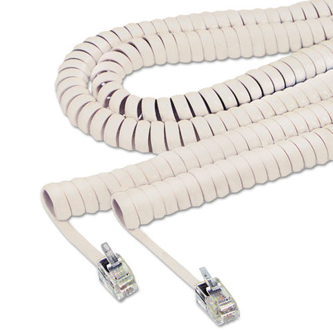 Coiled Phone Cord, Plug-plug, 12 Ft., Ivory