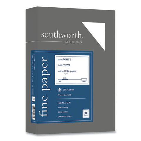 25% Cotton Business Paper, 95 Bright, 20 Lb, 8.5 X 11, White, 500 Sheets-ream