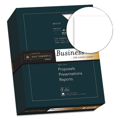 25% Cotton Business Paper, 95 Bright, 24 Lb, 8.5 X 11, White, 500 Sheets-ream