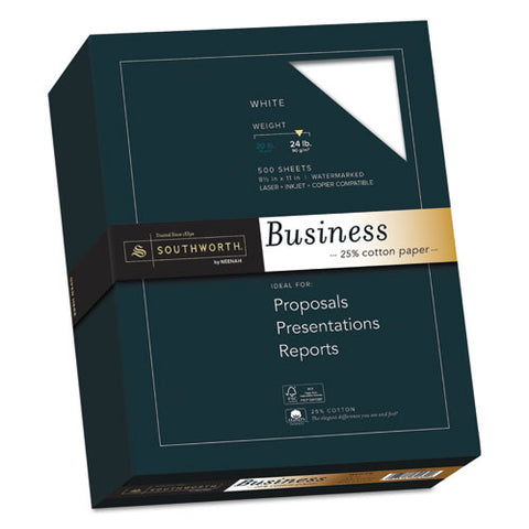 25% Cotton Business Paper, 95 Bright, 24 Lb, 8.5 X 11, White, 500 Sheets-ream