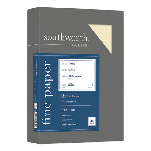 25% Cotton Business Paper, 95 Bright, 24 Lb, 8.5 X 11, Ivory, 500 Sheets-ream