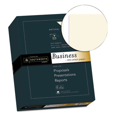 25% Cotton Business Paper, 24 Lb, 8.5 X 11, Natural, 500 Sheets-ream